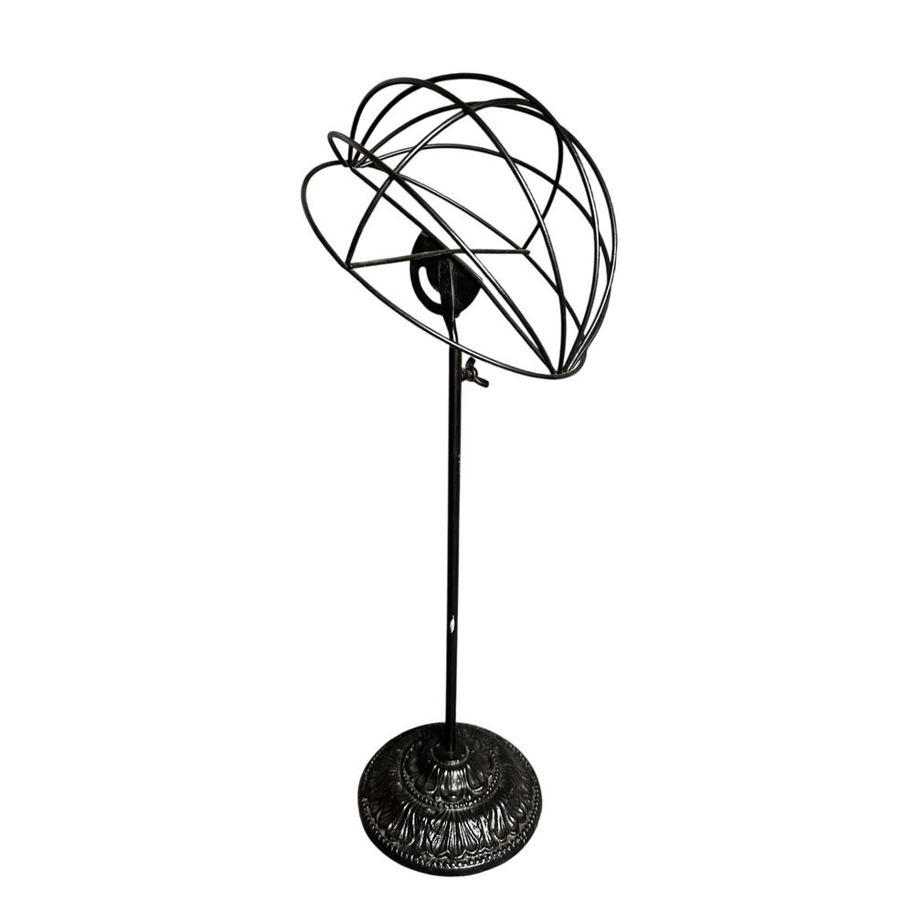 Vintage cast iron hatstand milliner hat display stand black metal 19” adjustable